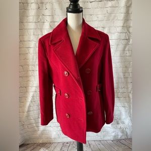 Beautiful Red St John’s Bay Peacoat. Size Medium. Fits sizes 10-12